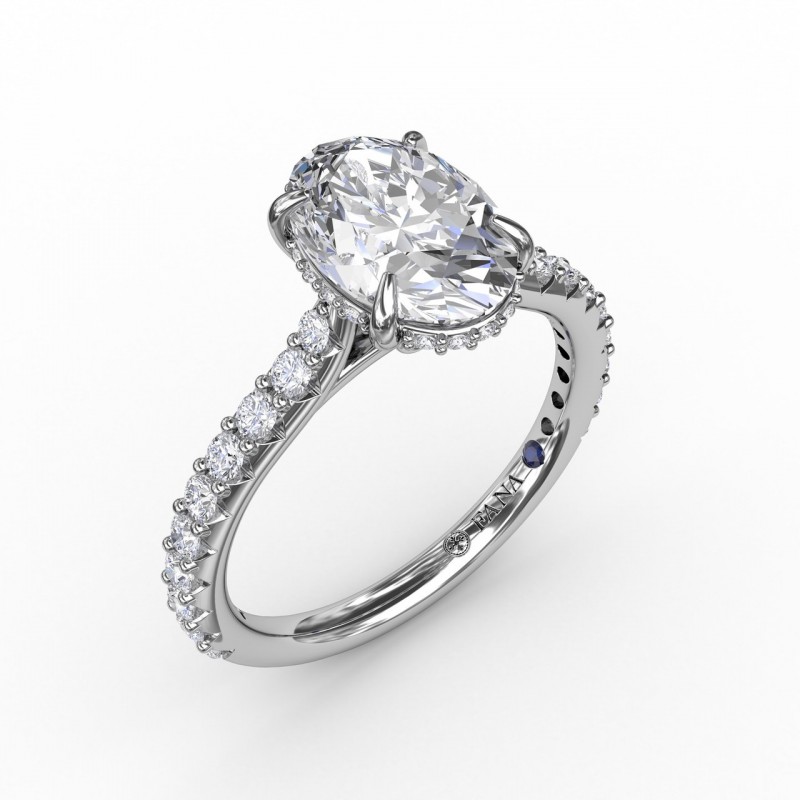 Pave Halo Engagement Ring with Open Bridge Design – bbr496-1