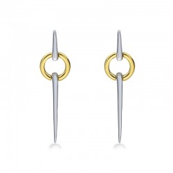 Sterling Silver & 18KY Circular Spear Earring
