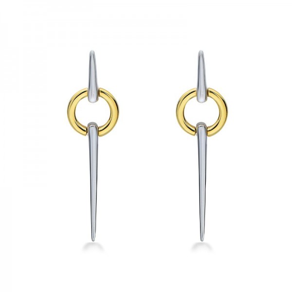 Sterling Silver & 18KY Circular Spear Earring