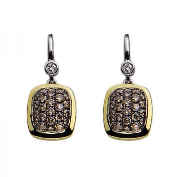 Sterling Silver & 18KY Diamond Pave Earrings