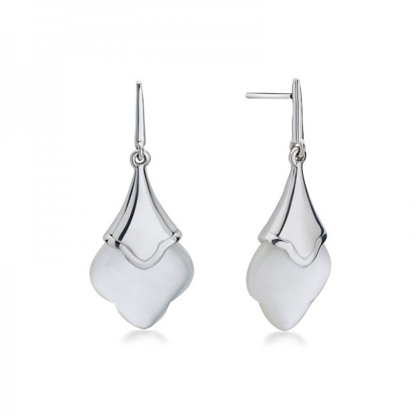 Sterling Clover Earrings White MoP