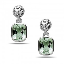 Dylani Collection Sterling Silver Green Amethyst Dangle Earrings