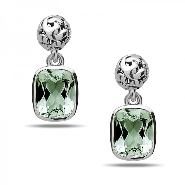 Dylani Collection Sterling Silver Green Amethyst Dangle Earrings