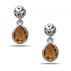 Dylani Collection Sterling Silver Citrine Dangle Earrings
