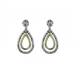Sterling Silver, 18KY & 14KW Ivy Pear Drop Earrings