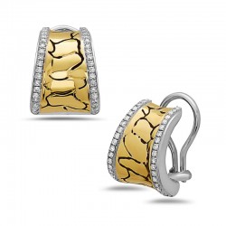 Sterling Silver, 18KY & 14KW Python Diamond Earrings