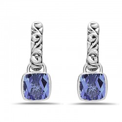 Dylani Collection Sterling Silver Blue Topaz Dangle Earrings