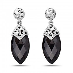 Sterling Silver & 14KW Marquise Hematite Earrings
