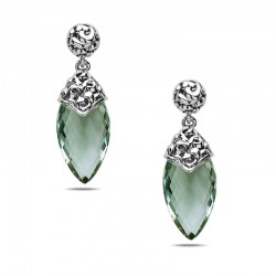 Sterling Silver & 14KW Mint Green Quartz Briolette Earrings