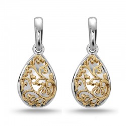 Sterling Silver, 18KY & 14KW Pear Shape Ivy Lace Earrings