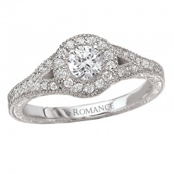 Round Halo Semi-Mount Diamond Ring