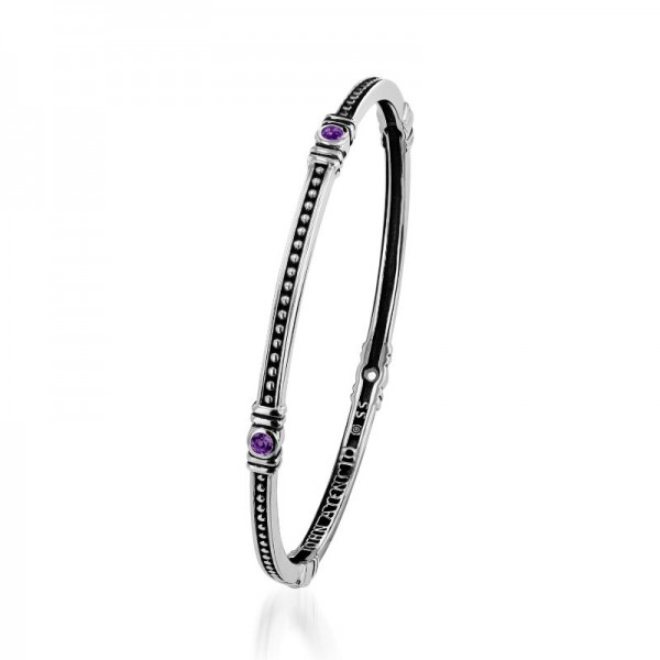 Antigua Birthstone Stacking Bangle Bracelet - Amethyst