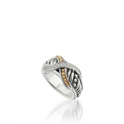 Apollo Curve Ring with Pavé Diamonds