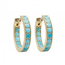 Gemma 20mm Turquoise 18KY Hoop Earrings