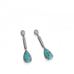 Bermuda Gemstone Dangle Earrings with Pavé Diamonds