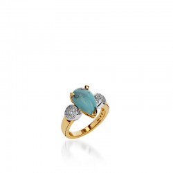 Bermuda Small Gemstone Ring with Pavé Diamonds