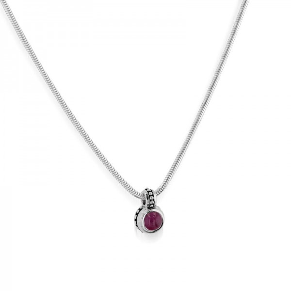 Antigua Birthstone Solitaire Pendant - Ruby