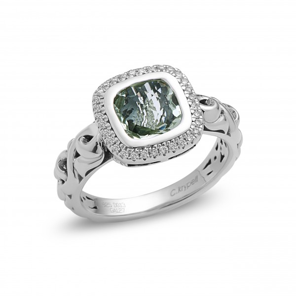Ellah Collection Sterling Silver Mint Green Quartz Ring