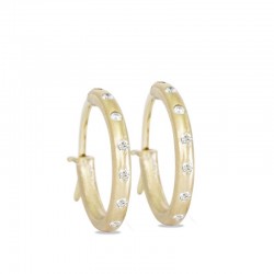 Diamond 18KY 18mm Hoop Earrings