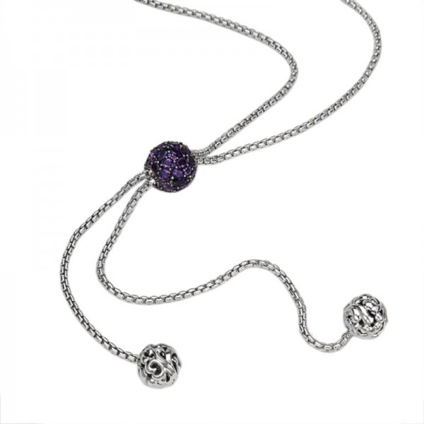 Roxy Collection Sterling Silver Amethyst Lariat Necklace