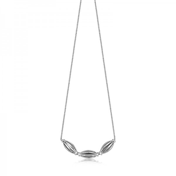 Sterling Silver Birdcage Triple Section Neklace