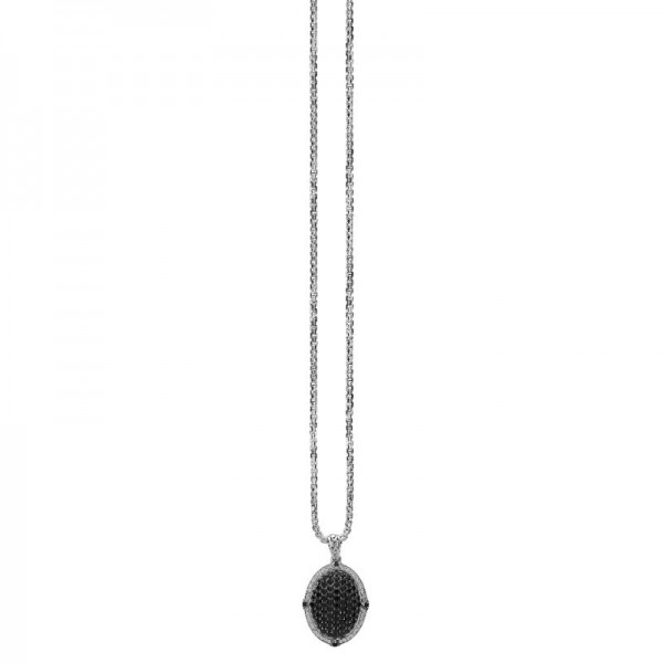 Sterling Silver Black & White Sapphire Pendant