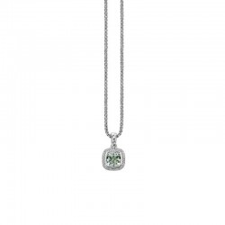 Ellah Collection Sterling Silver Mint Green Quartz & Diamond Pendant