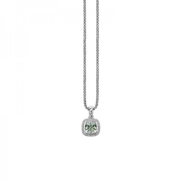 Ellah Collection Sterling Silver Mint Green Quartz & Diamond Pendant