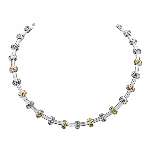 Sterling Silver & 18KY Ivy Petite Rondel Tube Necklace