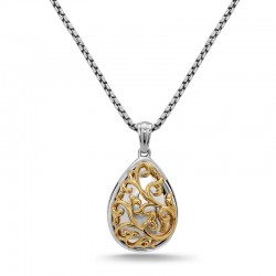 Sterling Silver & 18KY Pear Shape Ivy Lace Pendant