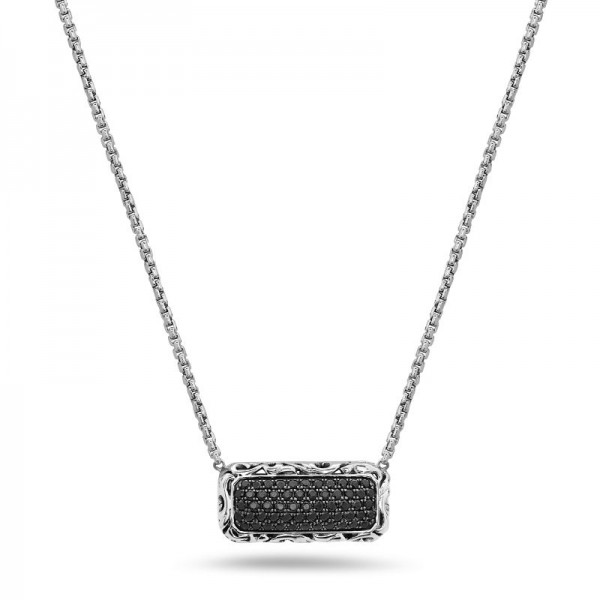 Sterling Silver Small Bar Sapphire Necklace