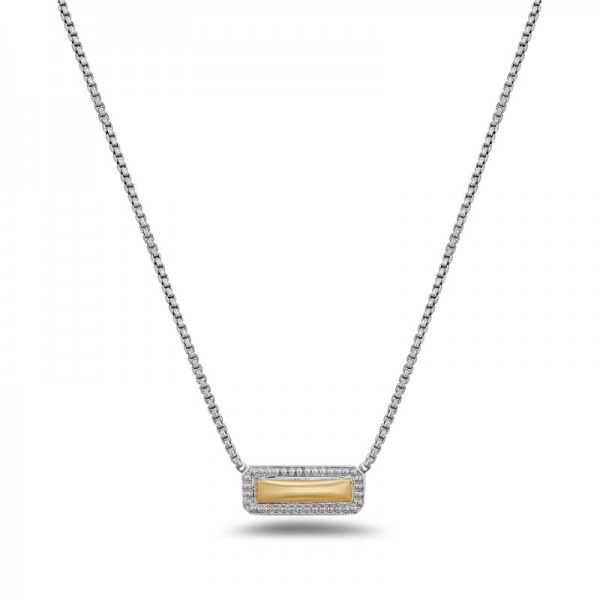 Sterling Silver & 18KY Rectangular Firefly Pendant
