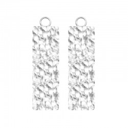 Forged Rectangular 40mm Silver Earring Charms (Charms only)