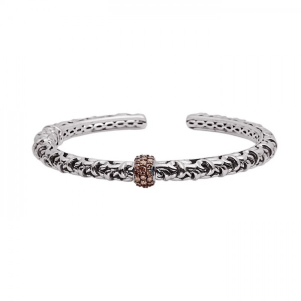 Sterling Silver Brown Diamond Cuff