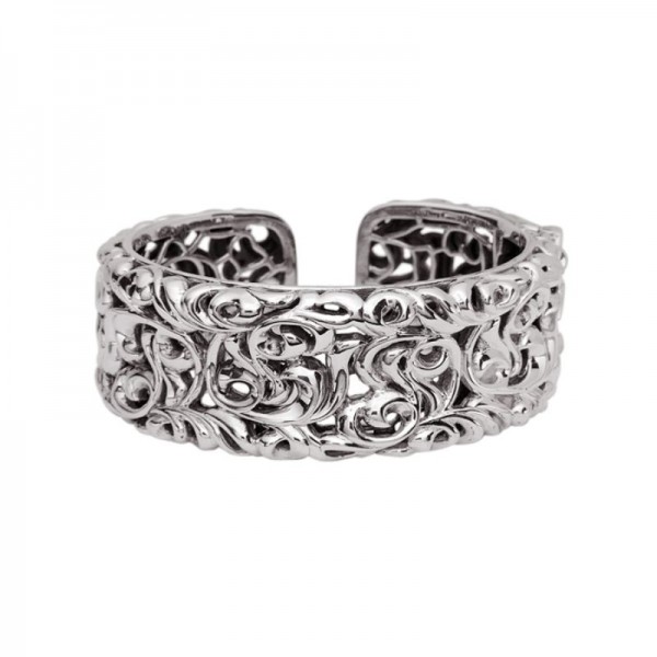 Sterling Silver Wide Ivy Cuff Bracelet