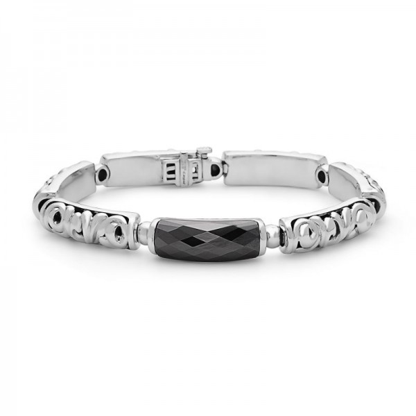 Sterling Silver Hematite Bar Bracelet