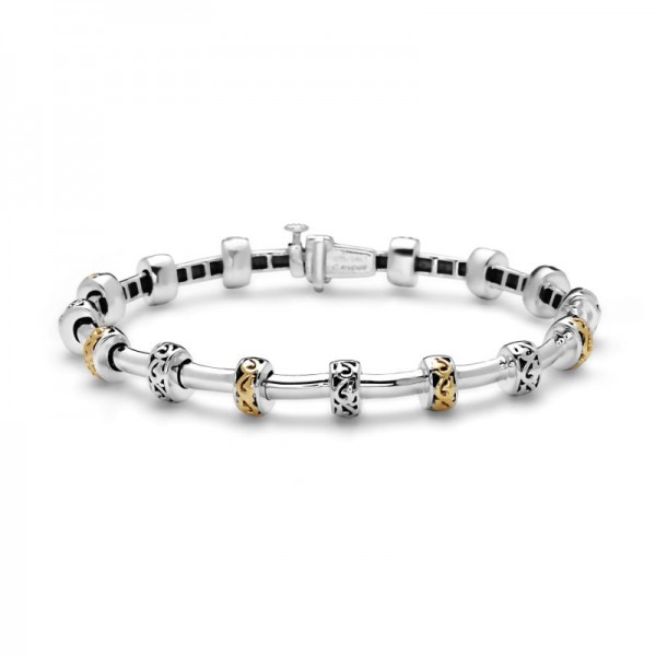 Sterling Silver & 18KY Ivy Petite Rondel Tube Bracelet