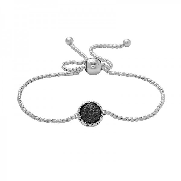Sterling Silver Black Sapphire Bolo Bracelet