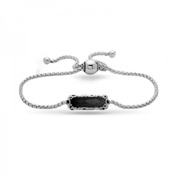 Sterling Silver Hematite Bolo Bracelet