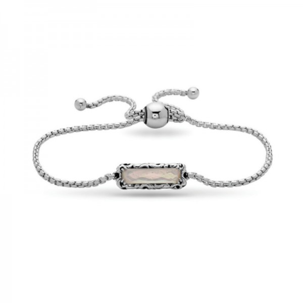 Sterling Silver Mother of Pearl Bolo Bracelet