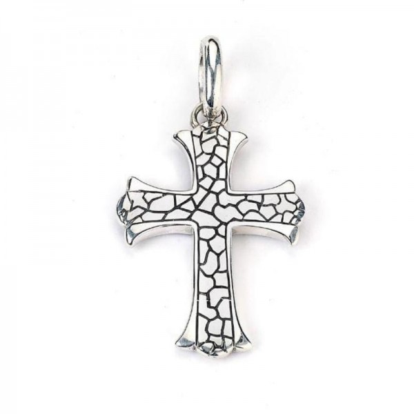 Samuel B. Sterling Silver Pebbled Cross Pendant