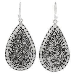 Samuel B. Sterling Silver Filigree Design Pear Shape Earrings