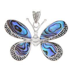 Samuel B. Sterling Silver Butterfly Pendant with Abalone Shell
