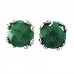 Samuel B Sterling Sterling Silver Earrings 7mm Emerald Studs