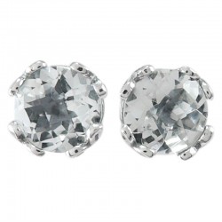 Samuel B. Sterling Silver 7mm Round White Topaz Stud Earrings