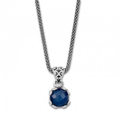 Samuel B. Sterling Silver Round Blue Sapphire Pendant on Chain