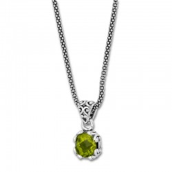 Samuel B. Sterling Silver 7mm Round Peridot Pendant