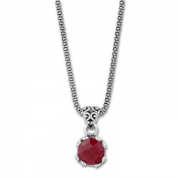 Samuel B. Sterling Silver 7mm Round Ruby Pendant