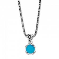 Samuel B. Sterling Silver 7mm Round Sleeping Beauty Turquoise Pendant