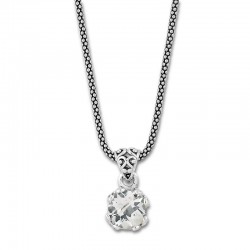 Samuel B. Sterling Silver 7mm Round White Topaz Pendant